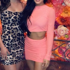 Bright fluorescent pink birthday two piece outfit